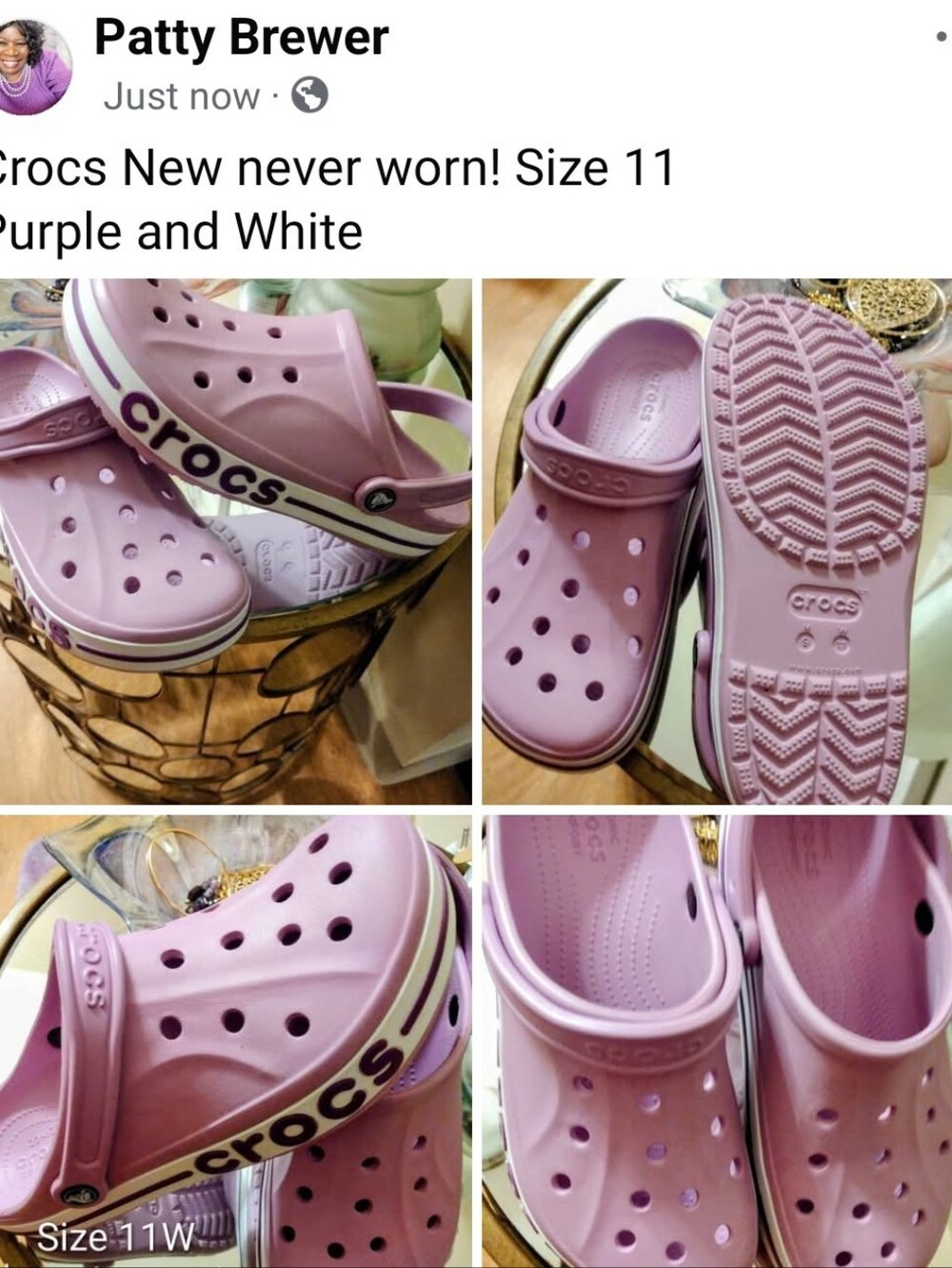 CROCS Lavender and White Stripe Classic Clog - Women's